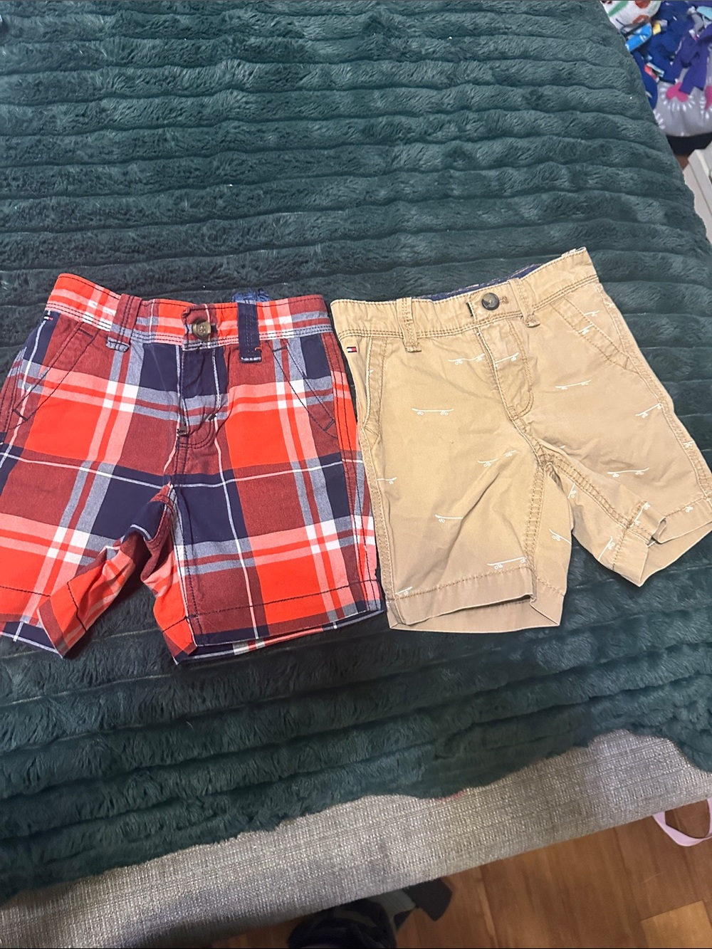 Tommy Hilfiger Red Plaid & Tan Cotton Shorts Set